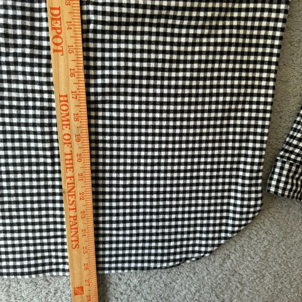 NEW J. Crew Shirt Mens Small Black White‎ Check Gingham Flannel Popover Zip Top